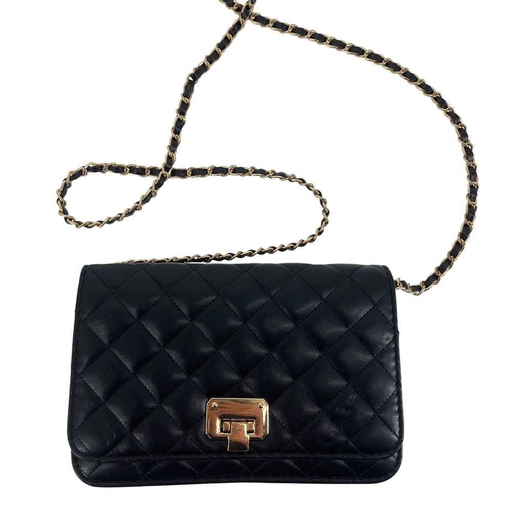 Haksim Crossbody Bag Women Small Black Excellent Quilted Gold Chain Strap